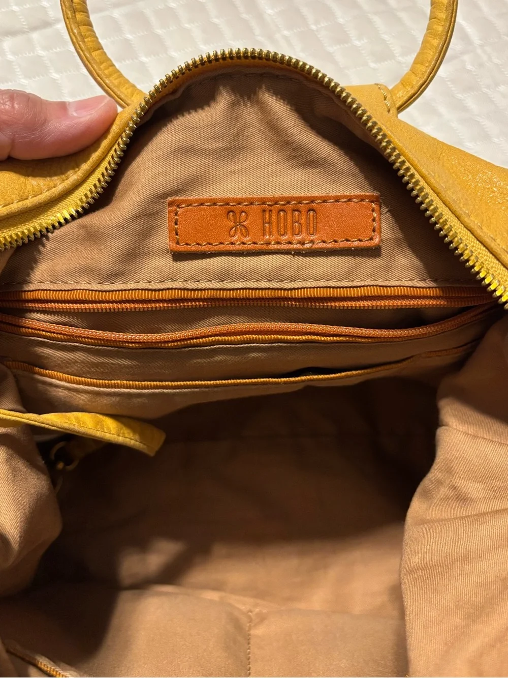 HOBO Medium Sheila Mustard Yellow Leather Bag with Top Handles